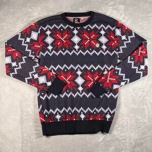 La Breve Digital Snowflake Modern Fair Isle Holiday Christmas Sweater